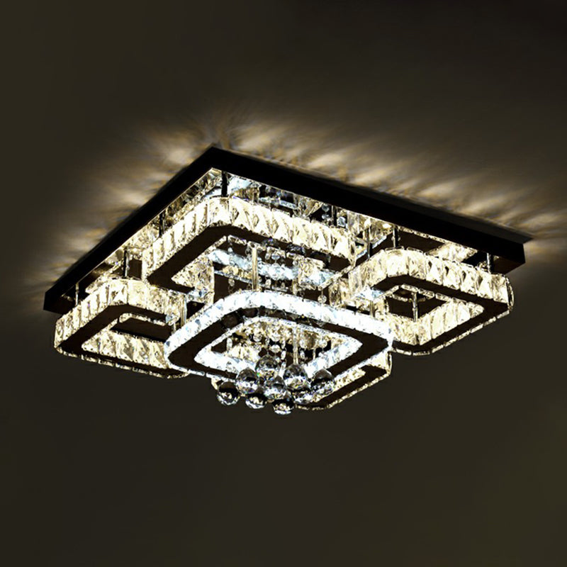 Plafonnier Led rectangulaire moderne en cristal clair, luminaire de plafond pour salon