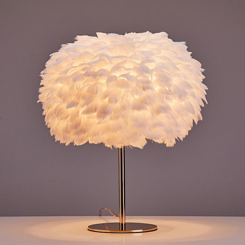 Spherical Night Lighting Simplicity Feather 1-Light Living Room Night Table Lamp