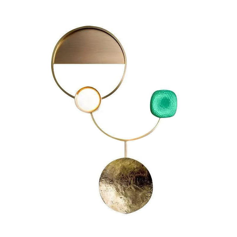 Brass Circles LED Wall Lamp Designer Metal Flush Mount Wall Sconce for Living Room
