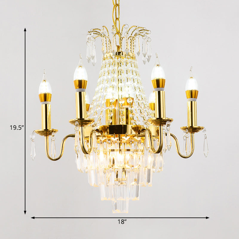 Lampada il lampadario a 10 luci oro tradizionale candela di metallo tradizionale lampada appesa con accento di cristallo