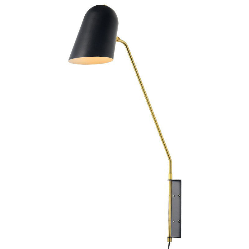 Single Bedside Wall Mounted Reading Light Nordic Black Sconce Light with Angle-Cut Dome Metal Shade