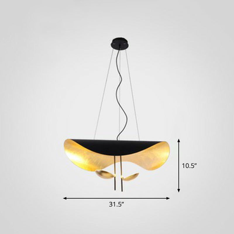 Metal Lotus Leaf Shaped Pendant Lamp Post-Modern 2-Head Hanging Ceiling Light over Table