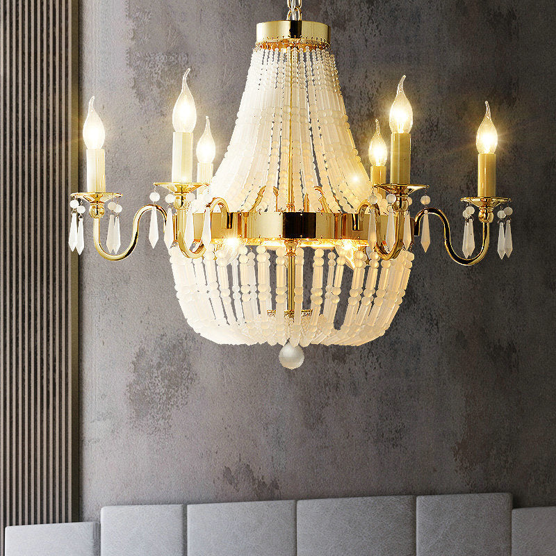 Empire Shape Crystal Chandelier Éclairage traditionnel 6 lumières salon suspendu luminaire en or