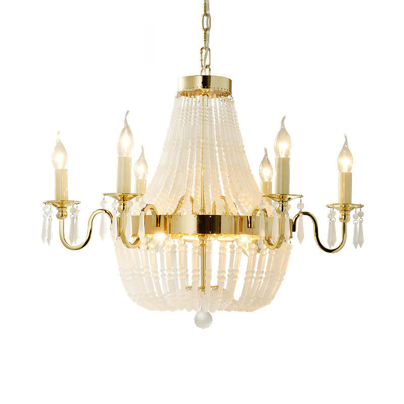 Empire Shape Crystal Chandelier Éclairage traditionnel 6 lumières salon suspendu luminaire en or