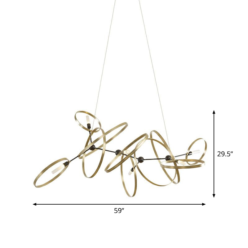 Sala da pranzo a forma di anello a sospensione in metallo a sospensione 6 lampadine il lampadario minimalista in ottone