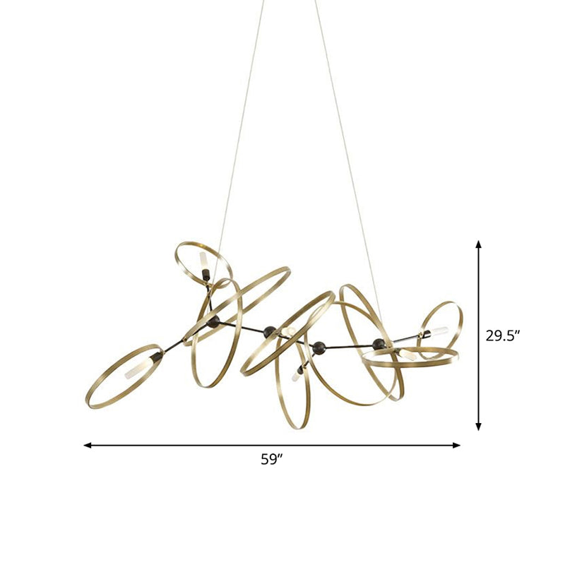 Sala da pranzo a forma di anello a sospensione in metallo a sospensione 6 lampadine il lampadario minimalista in ottone
