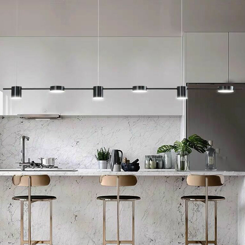 Straight Bar LED Hanging Ceiling Light Postmodern Metal Kitchen over Island Lighting
