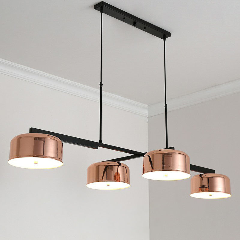 Bowl Shaped Pendant Light Fixture Minimalist Metal 4-Light Dining Room Island Light in Rose Gold