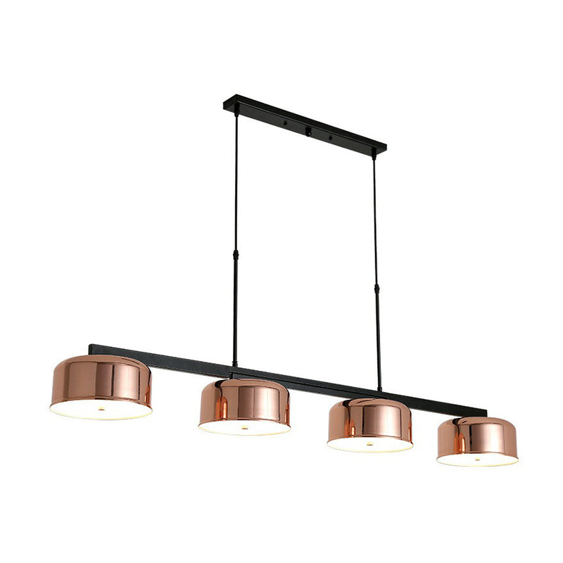Bowl Shaped Pendant Light Fixture Minimalist Metal 4-Light Dining Room Island Light in Rose Gold