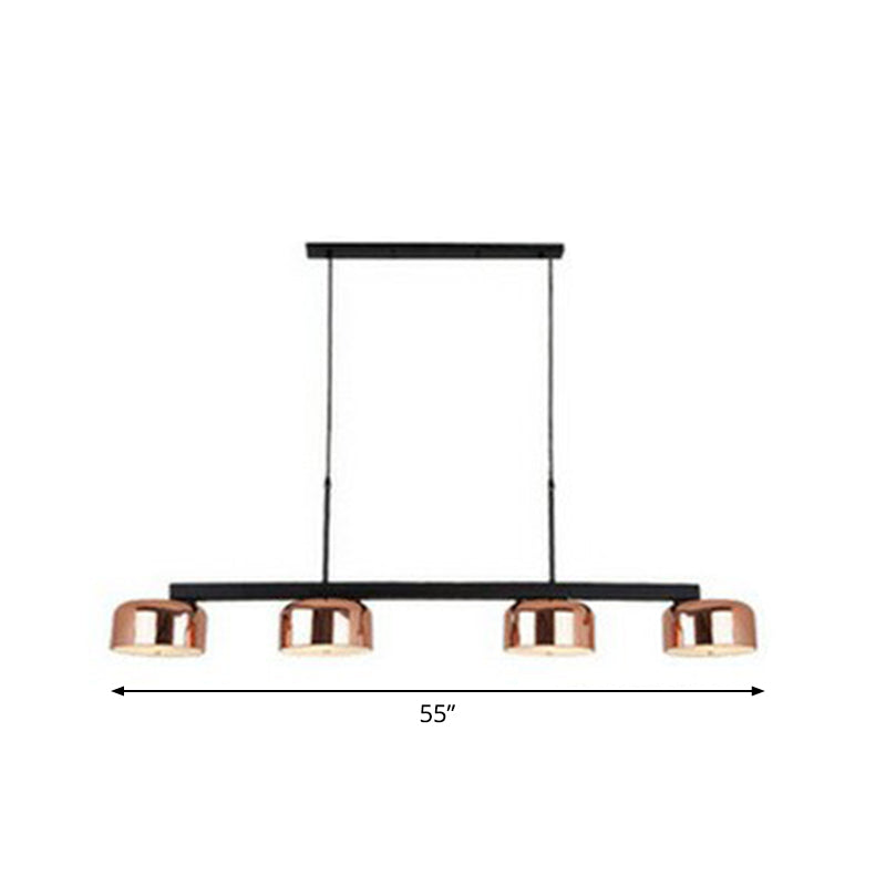 Bowl Shaped Pendant Light Fixture Minimalist Metal 4-Light Dining Room Island Light in Rose Gold