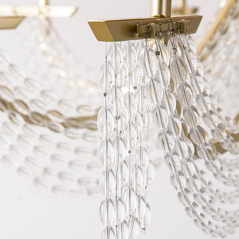 Metal Candle Wall Sconce Lighting Modern Luxurious 2-Head Gold Wall Light with Crystal Tassel