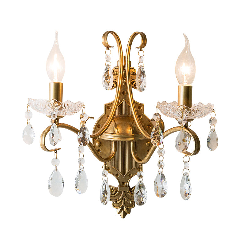 Luz de pared de latón anticipada Amplio de pared de vela de cristal tradicional con brazo de desplazamiento