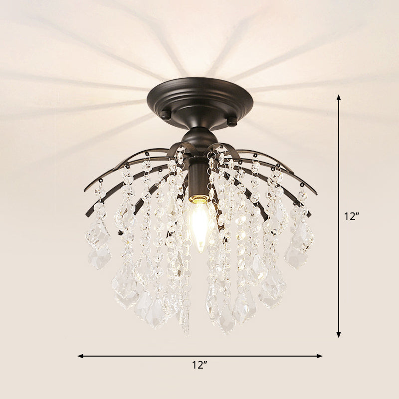 Crystal Tassel Semi Flush Mount Light Country Single Aisle Semi Flush Mount Ceiling Light