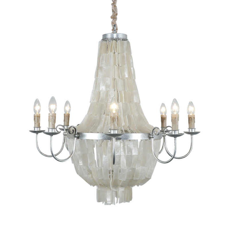 Chrome Empire Shape Chandelier Light Traditional Shell 8 LIMES DU PLAFICATION DU RABLÈTE