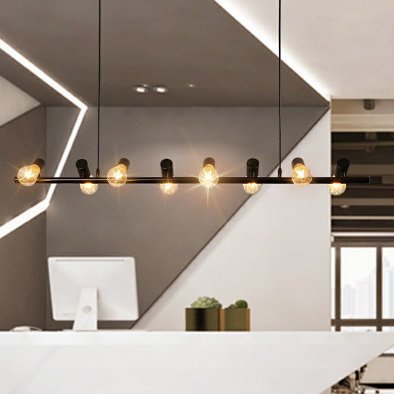 Black Linear Island Parge Light Loft Metal Restaurant Spotlight con diseño de bombilla expuesta