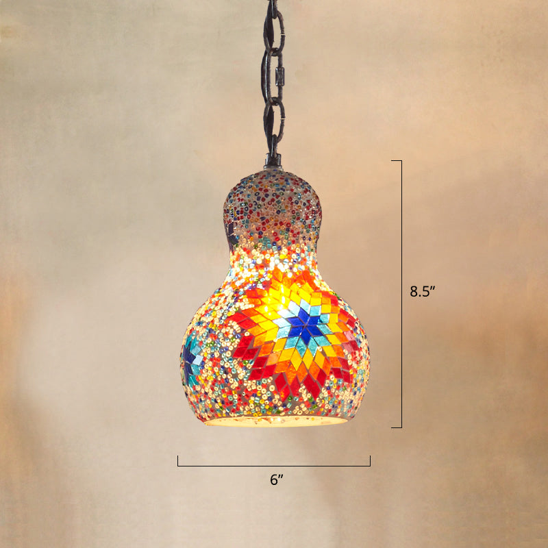 Bohemian Style Kürbisanhänger Licht 1 Bulb Bunted Art Glass Hanging Light for Restaurant