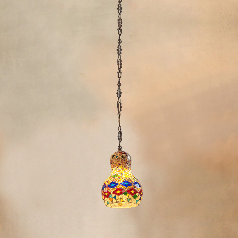 Bohemian Style Kürbisanhänger Licht 1 Bulb Bunted Art Glass Hanging Light for Restaurant