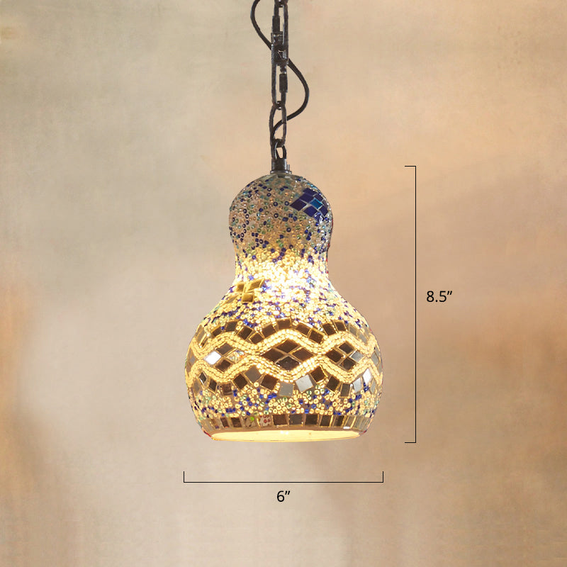Bohemian Style Kürbisanhänger Licht 1 Bulb Bunted Art Glass Hanging Light for Restaurant