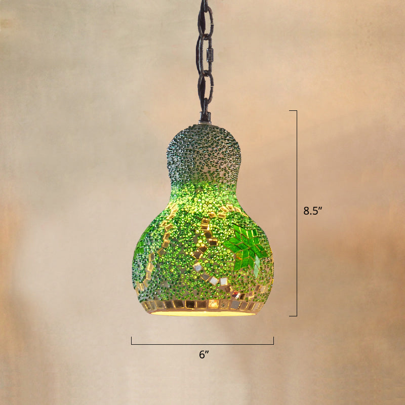 Luz colgante de calabaza de estilo bohemio 1 bombilla de arte manchado de vidrio colgante de vidrio para restaurante