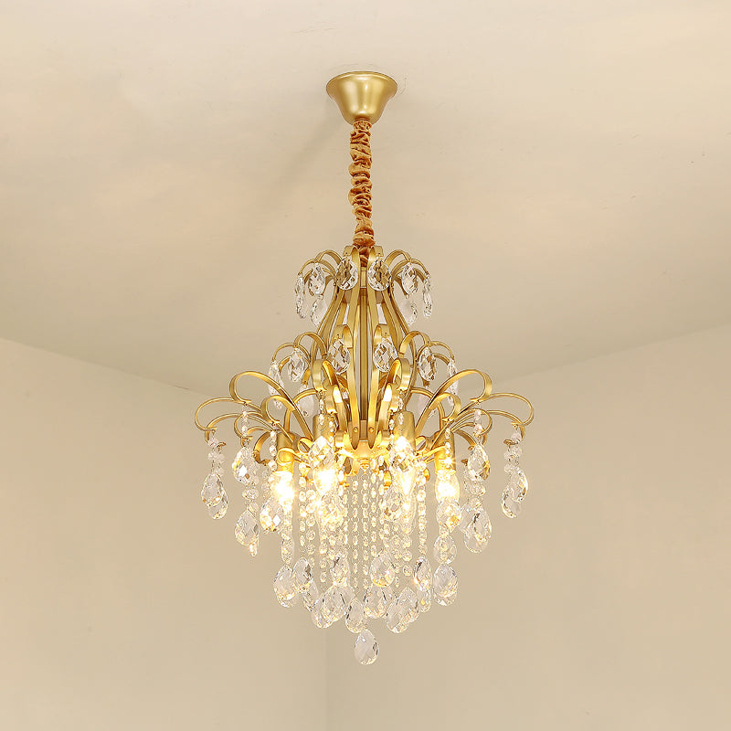 Kristal traanhangende lamp rustieke eetkamer hanger kroonluchter met decoratieve wervelingen