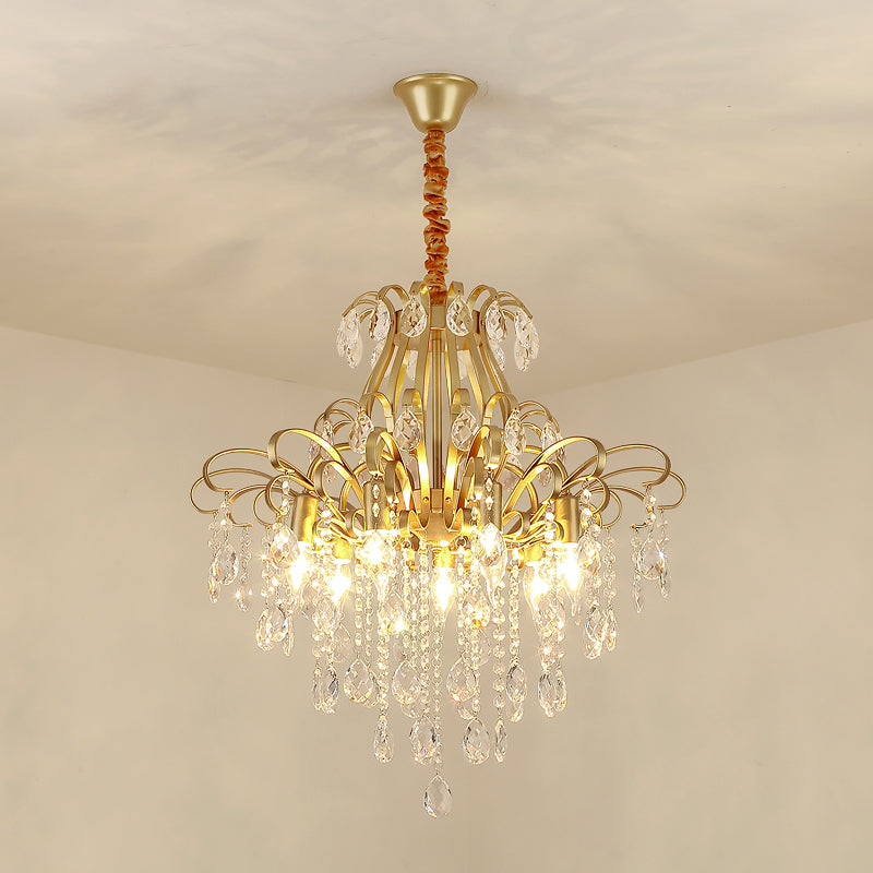 Kristal traanhangende lamp rustieke eetkamer hanger kroonluchter met decoratieve wervelingen