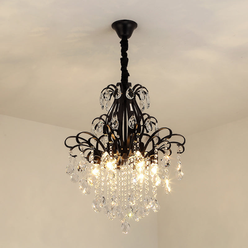 Kristal traanhangende lamp rustieke eetkamer hanger kroonluchter met decoratieve wervelingen