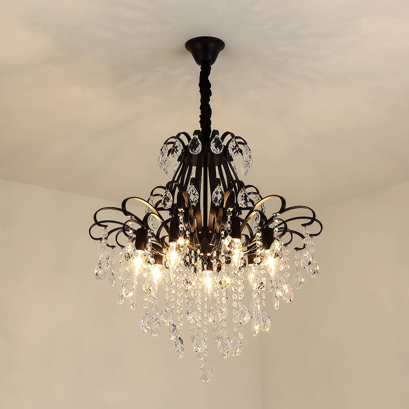 Kristal traanhangende lamp rustieke eetkamer hanger kroonluchter met decoratieve wervelingen