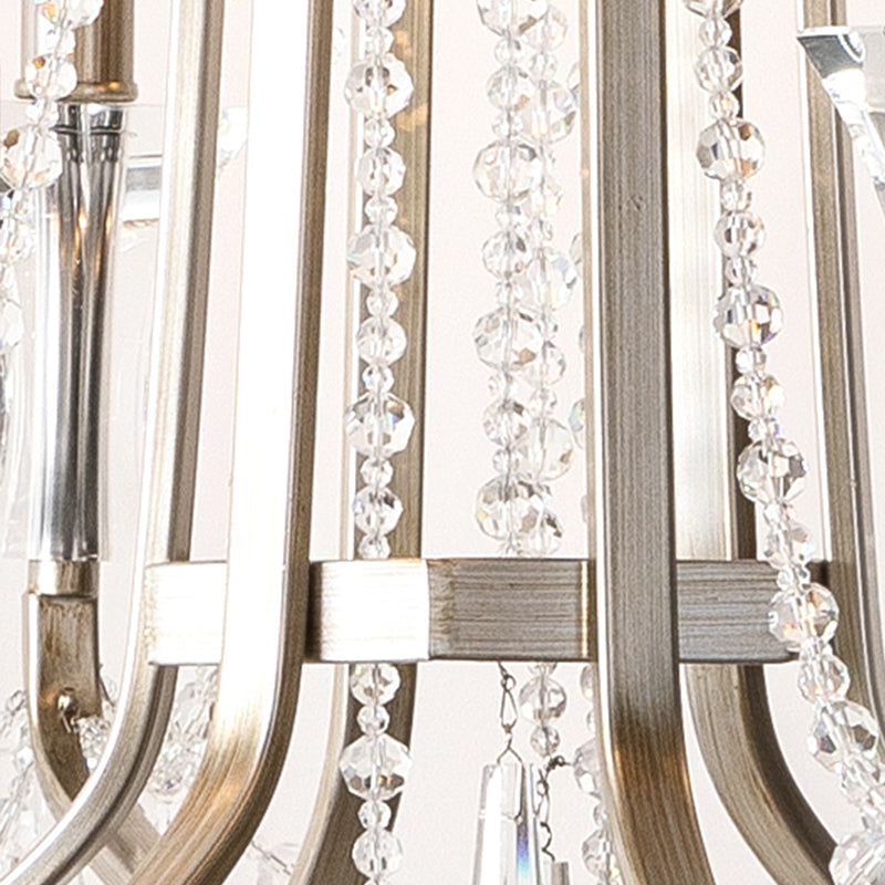 Candlestick Chandelier Rustic Nickel Finish Metal Pendant Light with Crystal Decoration