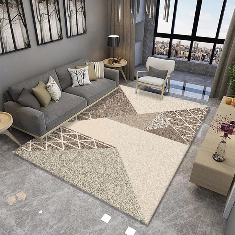 Formal Living Room Rug Multi Color Geometric Patterned Carpet Synthetics Anti-Slip Backing Washable Rug
