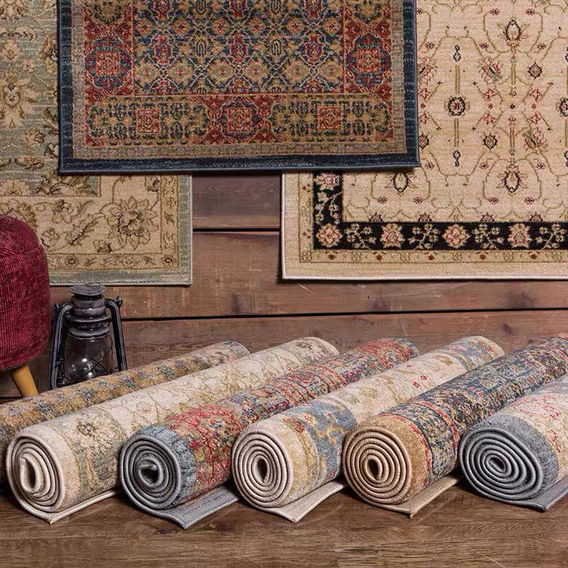 Synthétique géométrique multicolore synthétique Retro Area Tapis Anti-slip Backing Facile Care Intérieur pour salon