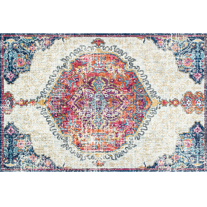 Synthétique géométrique multicolore synthétique Retro Area Tapis Anti-slip Backing Facile Care Intérieur pour salon