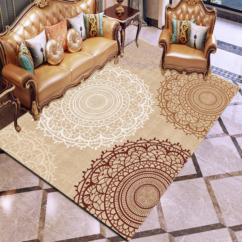 Alfombra de sala de estar vintage Multi color Geo Estampado Rug Polyster Al alfombra lavable