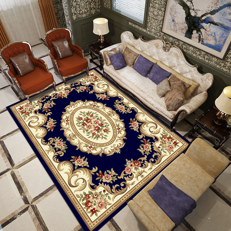 Vintage-Deko-Teppich, mehrfarbiger Blumendruck, Polyster-Teppich, haustierfreundlich, schmutzabweisender Teppich für den Innenbereich