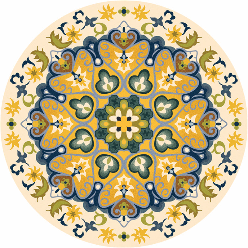 Mehrfarbiger Vintage-Teppich Polyster Blumen bedrucktes Teppich Easy Care Haustierfreundlicher Waschblatt zur Dekoration