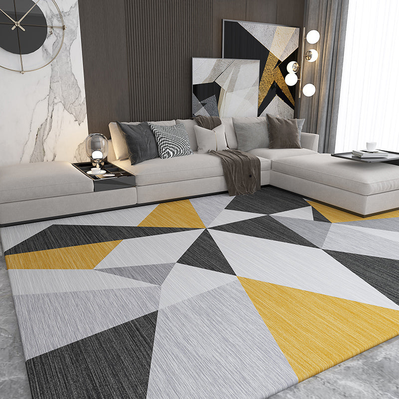 Nordic Geometric Pattern Rug Multi-Color Polypropylene Area Rug Non-Slip Backing Pet Friendly Carpet for Parlor