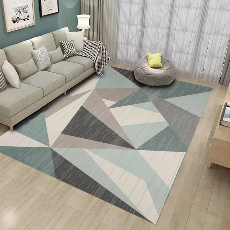 Nordic Geometric Pattern Rug Multi-Color Polypropylene Area Rug Non-Slip Backing Pet Friendly Carpet for Parlor