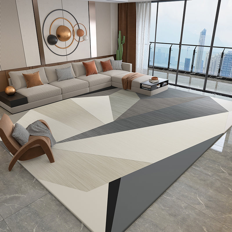 Nordic Geometric Pattern Rug Multi-Color Polypropylene Area Rug Non-Slip Backing Pet Friendly Carpet for Parlor