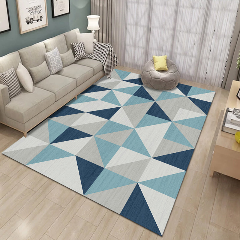 Multicolor Geo Patterned Rug Synthetics Simplicity Carpet Pet Friendly Anti-Slip Washable Area Rug for Home Decor