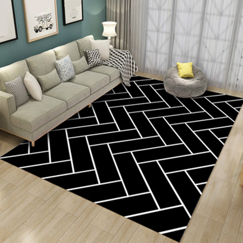 Multicolor Geo Patterned Rug Synthetics Simplicity Carpet Pet Friendly Anti-Slip Washable Area Rug for Home Decor