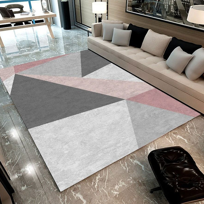 Multi-Color Decoration Rug Modern Geometric Patterned Carpet Polyster Pet Friendly Non-Slip Indoor Rug