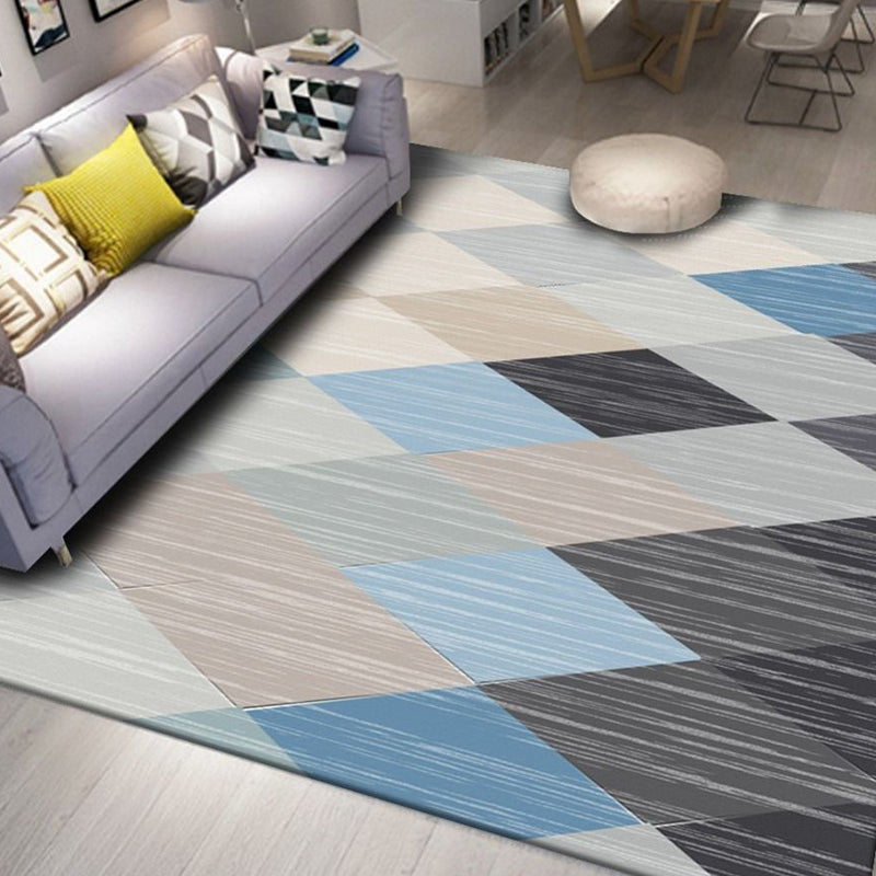 Mehrfarbiger Deko-Teppich, moderner, geometrisch gemusterter Teppich, Polyester, haustierfreundlich, rutschfester Innenteppich
