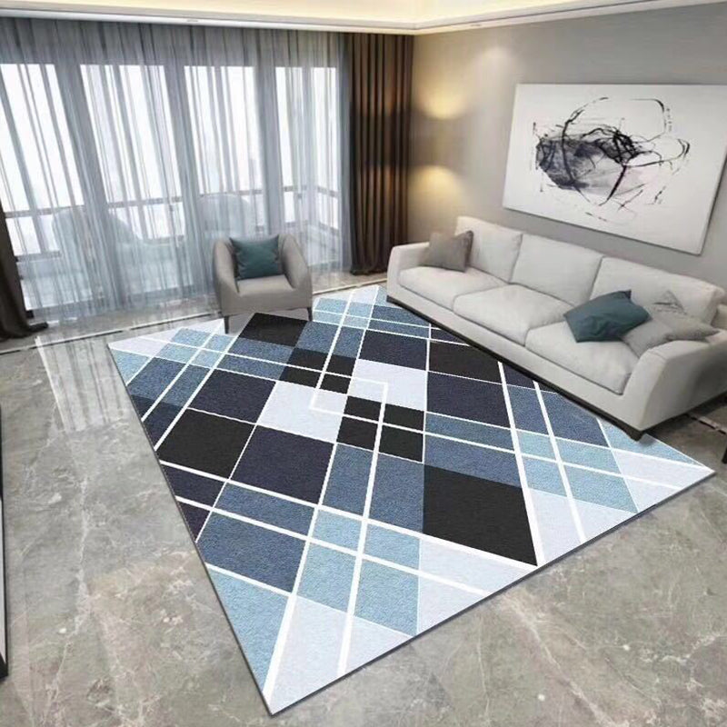 Trendy Living Room Rug Multi Colored Geometric Printed Area Rug Polypropylene Non-Slip Stain-Resistant Rug