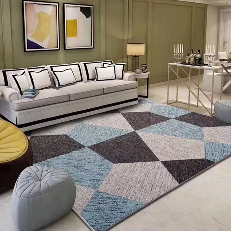 Trendy Living Room Rug Multi Colored Geometric Printed Area Rug Polypropylene Non-Slip Stain-Resistant Rug