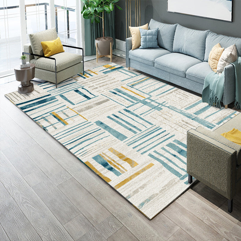 Trendy Living Room Rug Multi Colored Geometric Printed Area Rug Polypropylene Non-Slip Stain-Resistant Rug