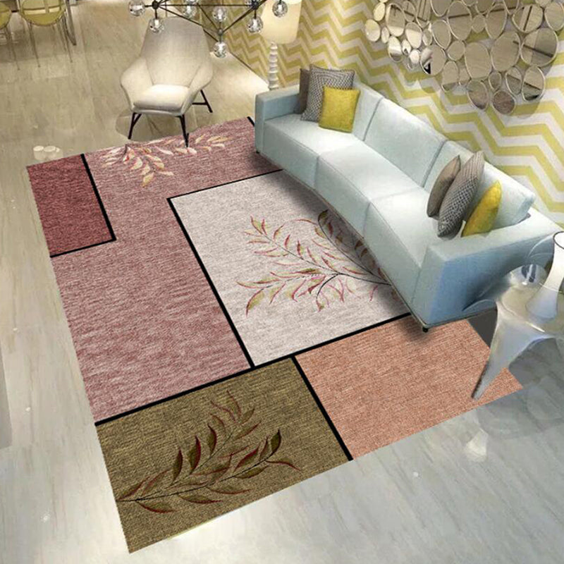 Trendy Living Room Rug Multi Colored Geometric Printed Area Rug Polypropylene Non-Slip Stain-Resistant Rug