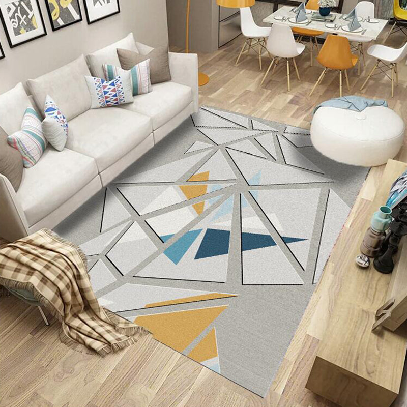 Trendy Living Room Rug Multi Colored Geometric Printed Area Rug Polypropylene Non-Slip Stain-Resistant Rug