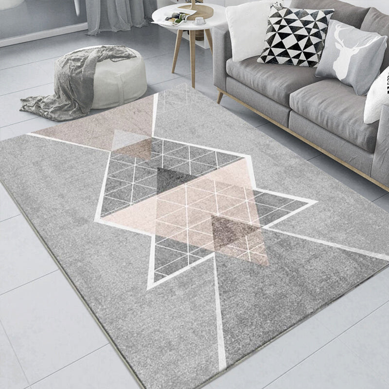 Trendy Living Room Rug Multi Colored Geometric Printed Area Rug Polypropylene Non-Slip Stain-Resistant Rug