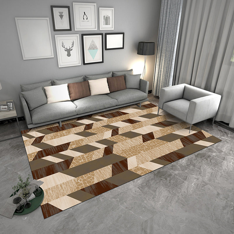 Zeitgenössischer geometrischer Teppich, mehrfarbiger Polyster-Teppich, haustierfreundlicher, rutschfester Innenteppich für den Salon