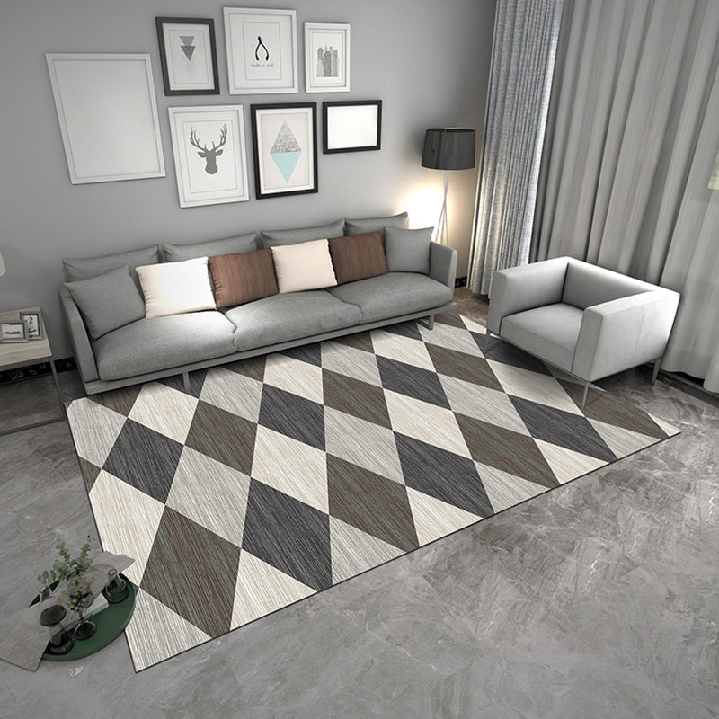 Zeitgenössischer geometrischer Teppich, mehrfarbiger Polyster-Teppich, haustierfreundlicher, rutschfester Innenteppich für den Salon