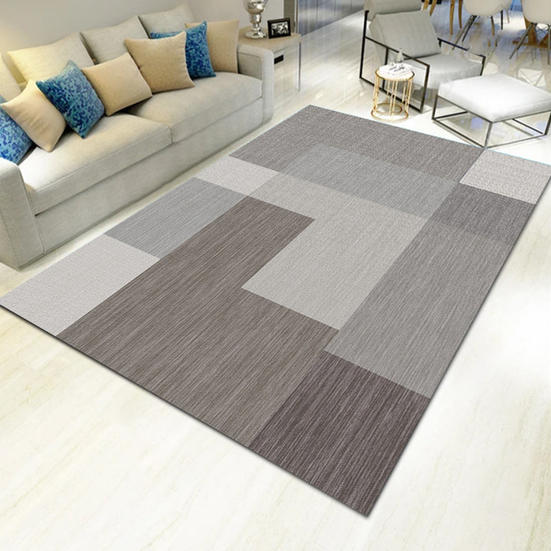 Fancy Living Room Rug Multi Color Geometric Area Carpet Polyster Non-Slip Backing Washable Indoor Rug